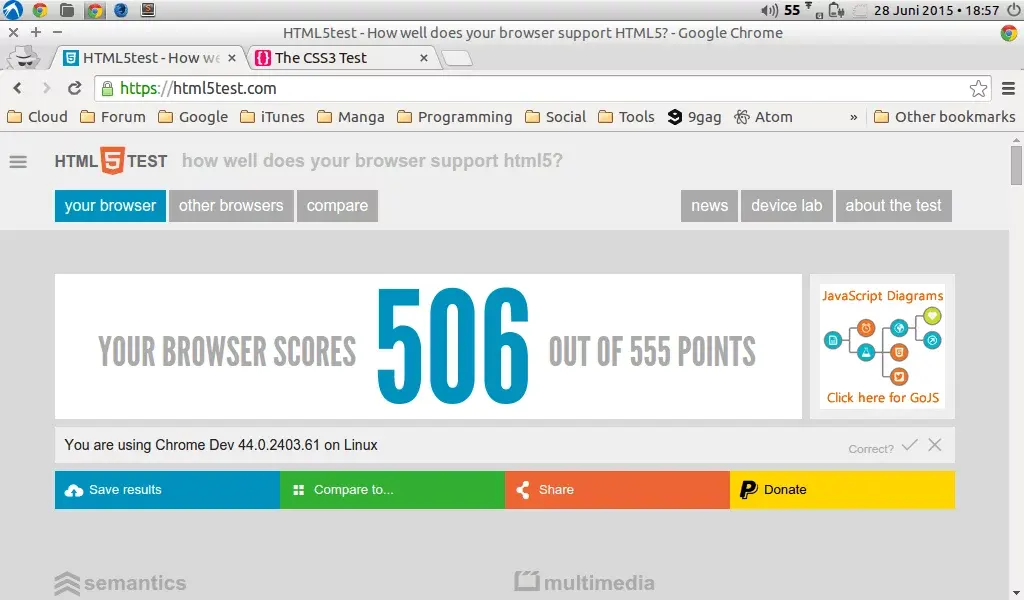 Chrome HTML5 Test Result
