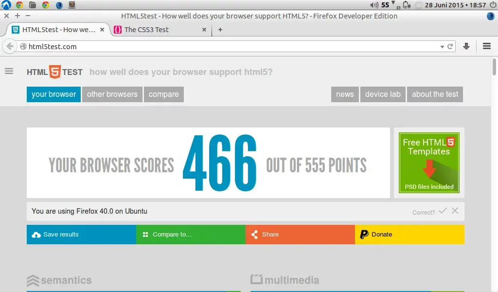 Firefox HTML5 Test Result