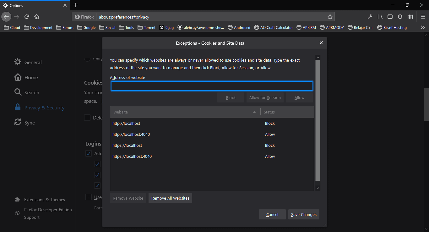 “If you’re reading this, this image is showing Firefox preference screen to disable caching for any port on localhost address”